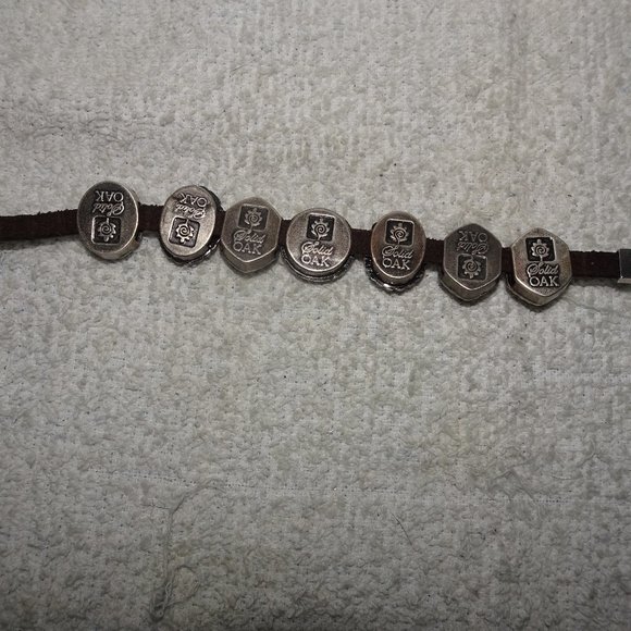 Solid Oak Slider Leather Cord Toggle Bracelet - Picture 4 of 5